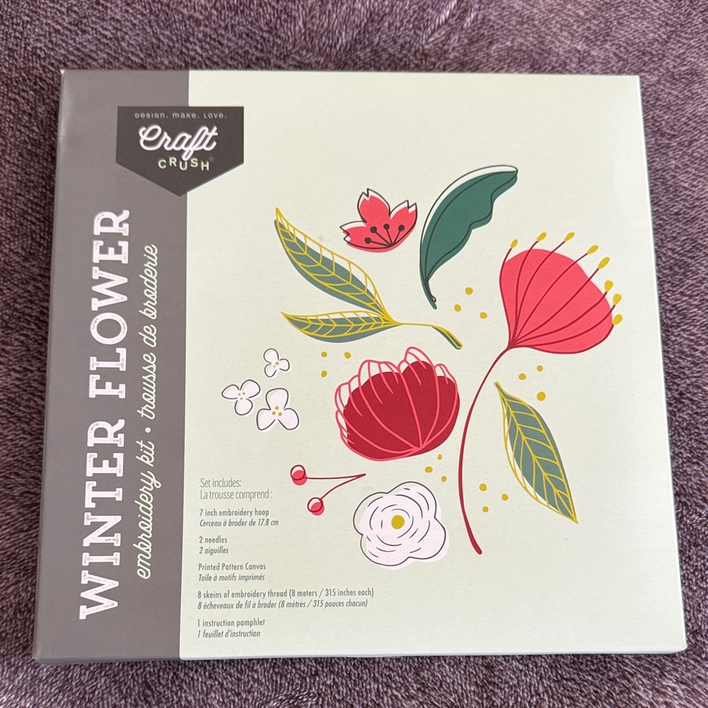 Craft Crush Winter Flower Embroidery Kit